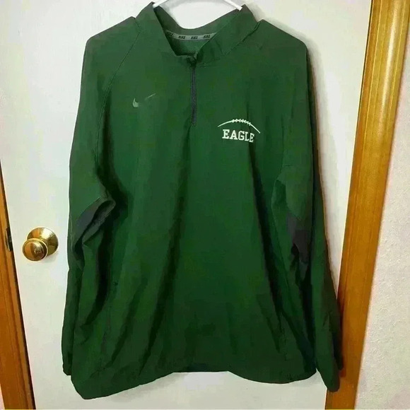 Nike Pullover 1/4 Zip Eagle Football Men XL Green Long Sleeve Kangaroo Pocket - Picture 1 of 8